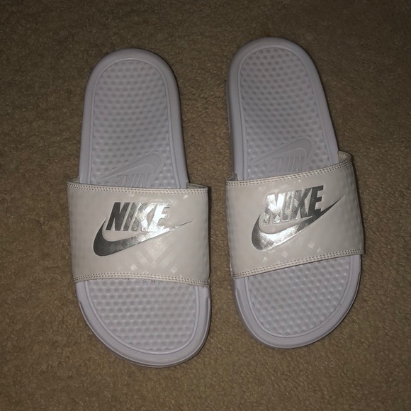 Nike Shoes - White nike slides